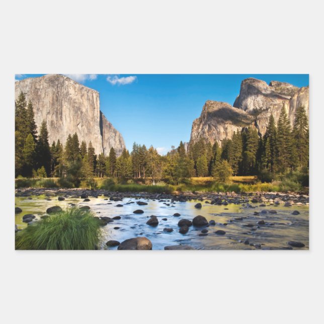Pegatina Rectangular Parque Nacional Yosemite, California (Anverso)
