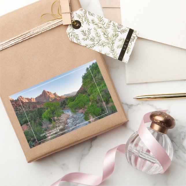 Pegatina Rectangular Parque nacional Zion Río Virgin (Regalar)