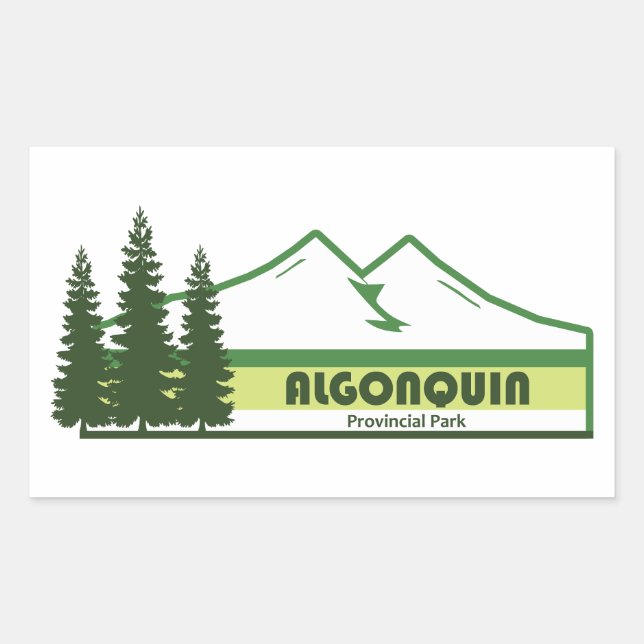 Pegatina Rectangular Parque Provincial Algonquin Rayas Verdes (Anverso)
