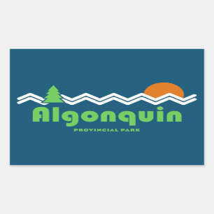 Pegatina Rectangular Parque Provincial Algonquin Retro