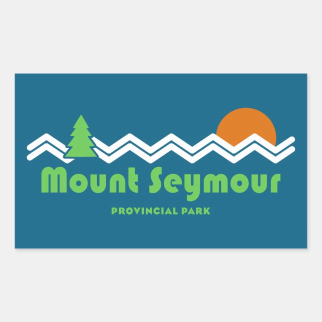 Pegatina Rectangular Parque Provincial Mount Seymour Retro (Anverso)