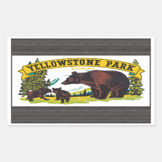Pegatina Rectangular Parque Yellowstone Wyoming, Vintage