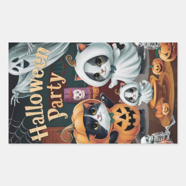 Pegatina Rectangular Partido Halloween Spooktacular (Anverso)