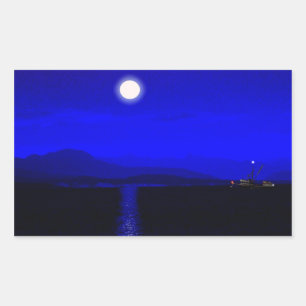 Pegatina Rectangular Pasaje a la luz de la luna