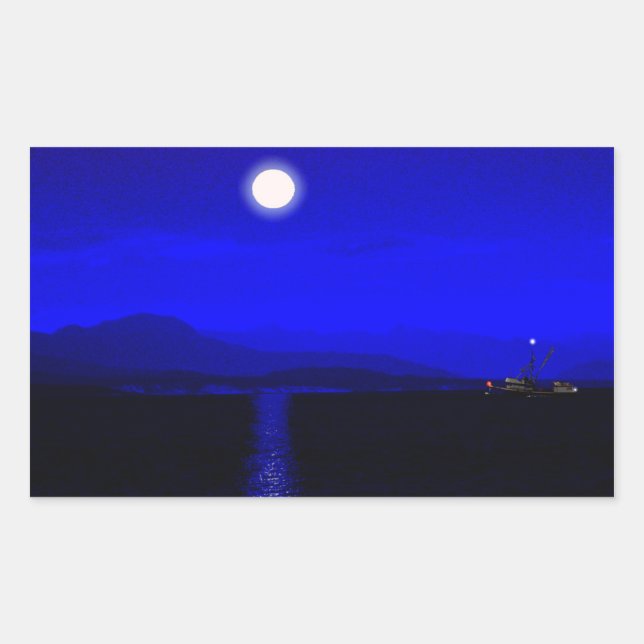 Pegatina Rectangular Pasaje a la luz de la luna (Anverso)