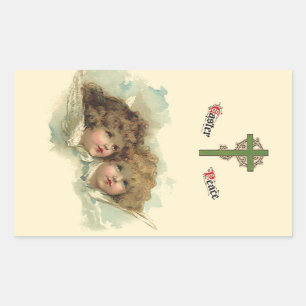 Pegatina Rectangular Pascua antigua, ángeles angelicales nubes en el ci