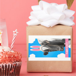 Pegatina Rectangular Pascua feliz para cualquier vaca divertida en las 