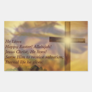 Pegatina Rectangular Pascua - Jesús religioso y oro crusifijo