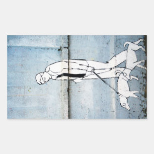 Pegatina Rectangular paseador de perros grafiti en la calle Branimirova