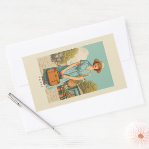 Pegatina Rectangular Paseo de verano por París