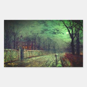 Pegatina Rectangular Paseo en luna