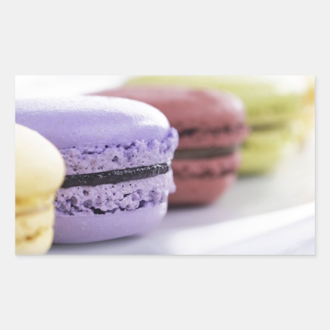 Pegatina Rectangular Pastel Chef French Macaron (Anverso)