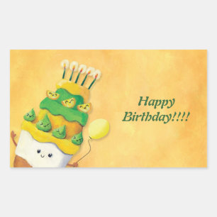 Pegatina Rectangular Pastel de cumpleaños Cute Kawaii