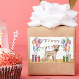 Pegatina Rectangular Pastel de Cumpleaños de Soft-Coated Wheaten Terrie