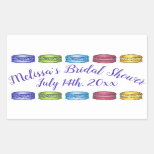 Pegatina Rectangular Pastel francés Macaron Cookies Bridal Shower Fiest