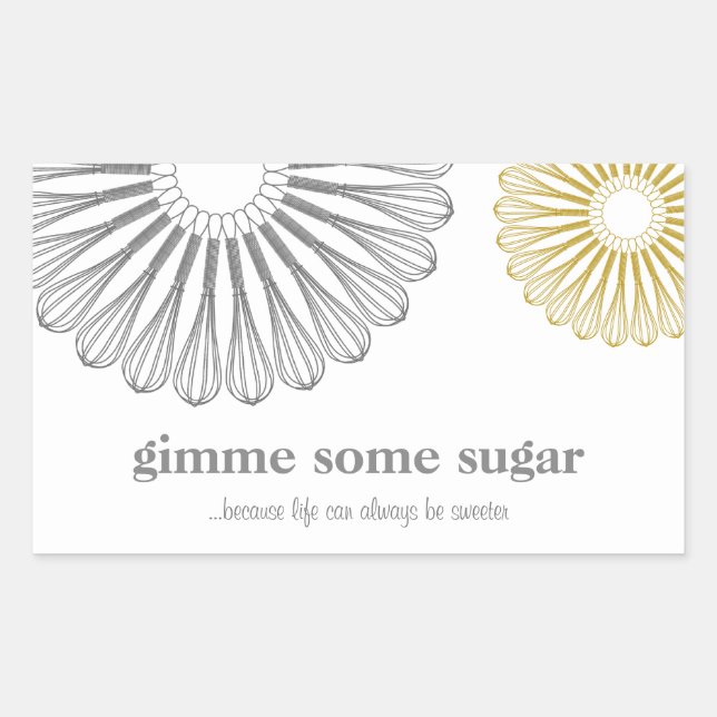 Pegatina Rectangular Pastelería Chef Baking Whisk Restauración moderna (Anverso)