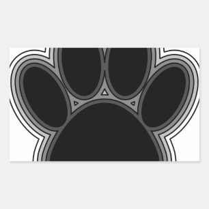 Pegatina Rectangular Pata de Perro con Contornos