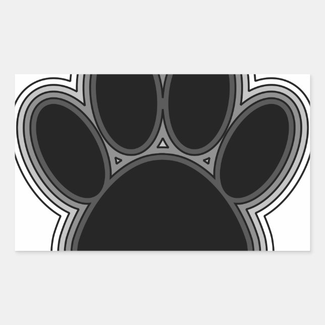 Pegatina Rectangular Pata de Perro con Contornos (Anverso)
