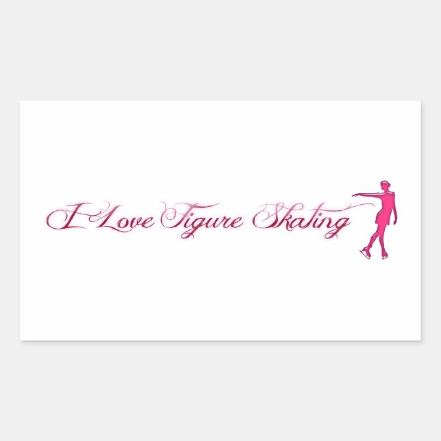 Pegatina Rectangular Patinaje artístico (me encanta) Patinaje rosa/púrp (Anverso)