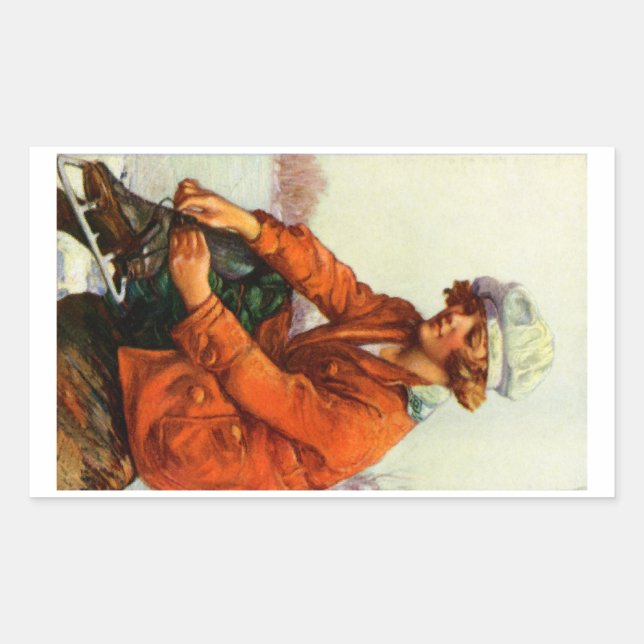 Pegatina Rectangular Patinaje sobre hielo de 1915 (Anverso)