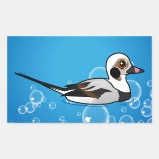 Pegatina Rectangular Pato de cola larga y bizcocho