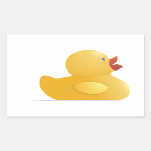 Pegatina Rectangular Pato de goma amarillo