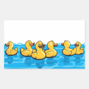 Pegatina Rectangular Patos de goma en el baño