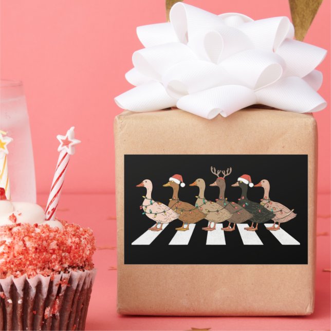 Pegatina Rectangular Patos de Navidad Animales Divertidos Regalo para A (Fiesta)