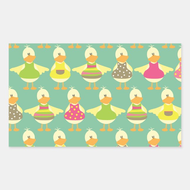 Pegatina Rectangular patos lindos de verano (Anverso)