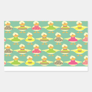 Pegatina Rectangular patos lindos de verano