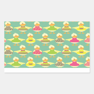 Pegatina Rectangular patos lindos de verano