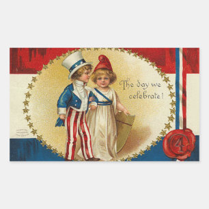 Pegatina Rectangular Patriotic_Boy y Chica_Pegatina