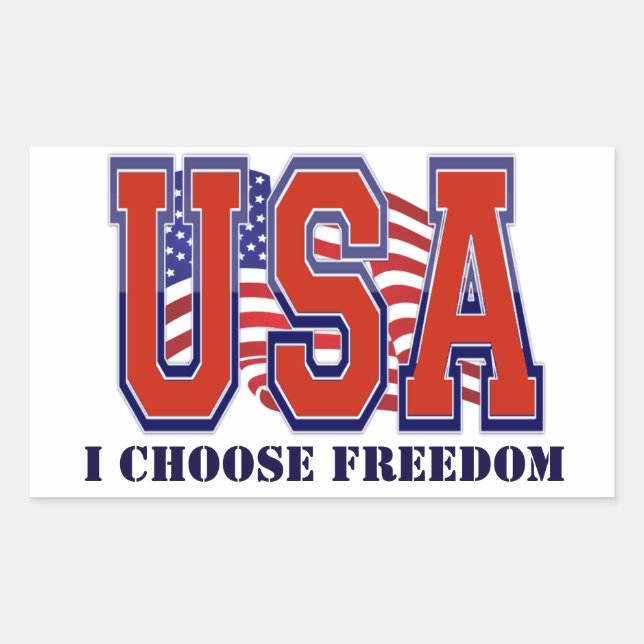 Pegatina Rectangular Patriótico de la Libertad de Estados Unidos (Anverso)