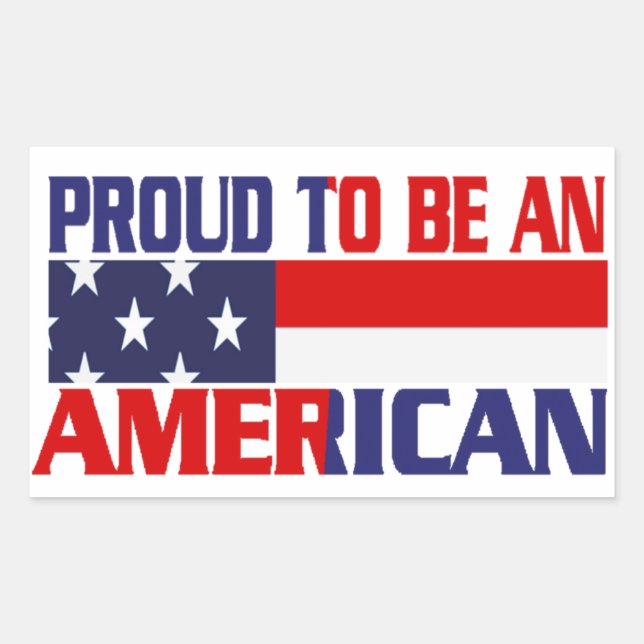 Pegatina Rectangular Patriótico Orgulloso de ser un americano (Anverso)