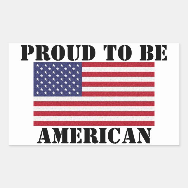 Pegatina Rectangular Patriótico y poderoso Orgulloso de ser americano (Anverso)