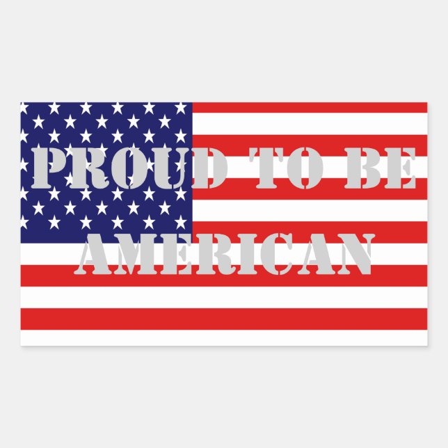 Pegatina Rectangular Patriótico y poderoso Orgulloso de ser americano (Anverso)