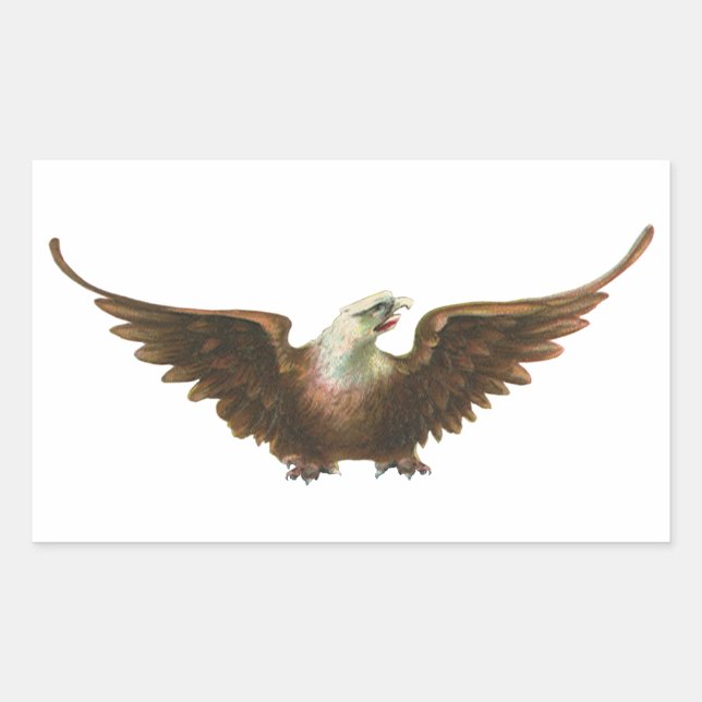 Pegatina Rectangular Patriotismo Vintage Águila Calva Americana Vuelo (Anverso)