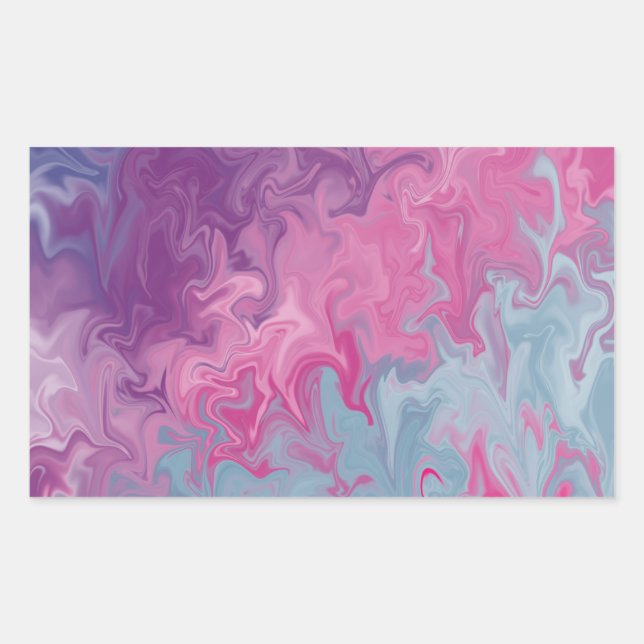 Pegatina Rectangular Patrón Abstracto de Mármol Líquido Naranja (Anverso)