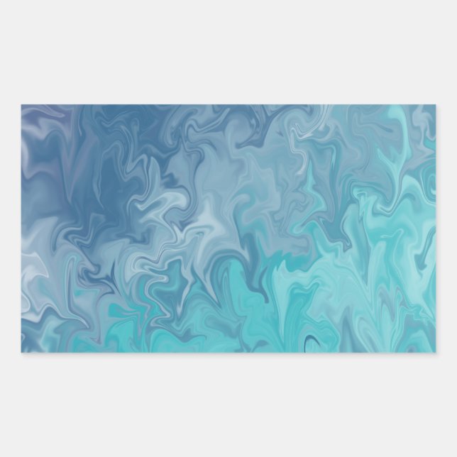 Pegatina Rectangular Patrón Abstracto de Mármol Líquido Naranja (Anverso)