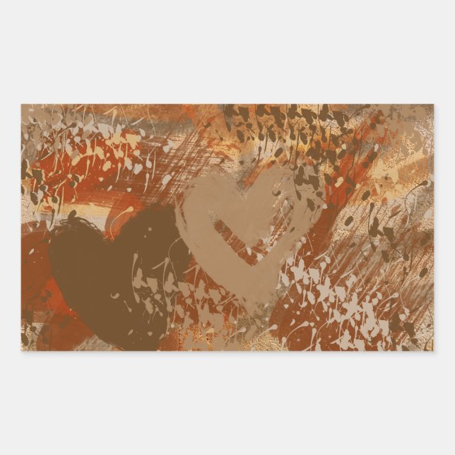 Pegatina Rectangular Patrón abstracto del corazón del chocolate (Anverso)