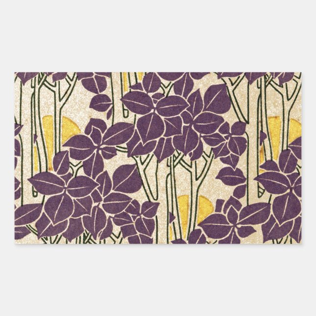Pegatina Rectangular Patrón Art Nouveau #5 (Anverso)