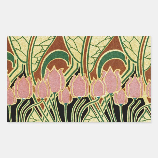 Pegatina Rectangular Patrón Art Nouveau n° 1 (Anverso)
