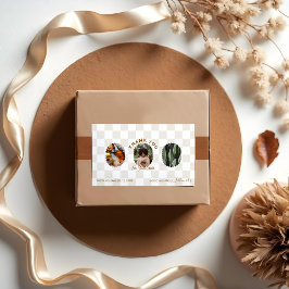 Pegatina Rectangular Patrón Boho Checkerboard Gracias Por Tu Pedido