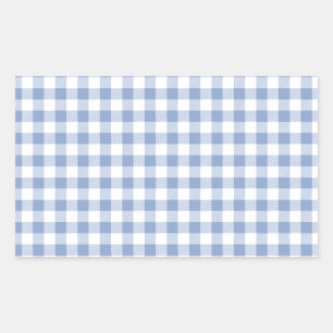 Pegatina Rectangular Patrón clásico de gingham azul claro con estampado