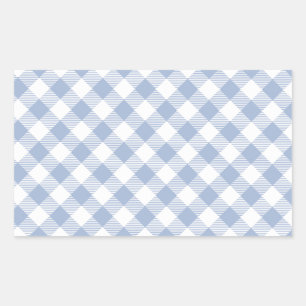 Pegatina Rectangular Patrón clásico de gingham azul claro con estampado