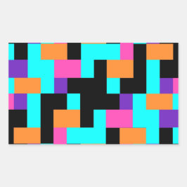 Pegatina Rectangular Patrón cuadrado geométrico luminoso y colorido