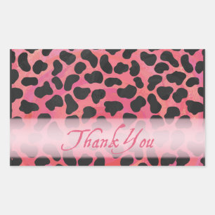 Pegatina Rectangular Patrón dálmata rosa y negro gracias