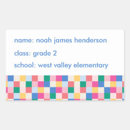 Pegatina Rectangular Patrón de bloques multicolor de reproducción