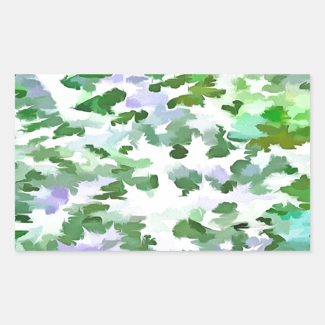 Pegatina Rectangular Patrón de camuflaje verde y malva (Anverso)