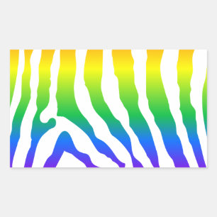Pegatina Rectangular Patrón de cebra arco iris
